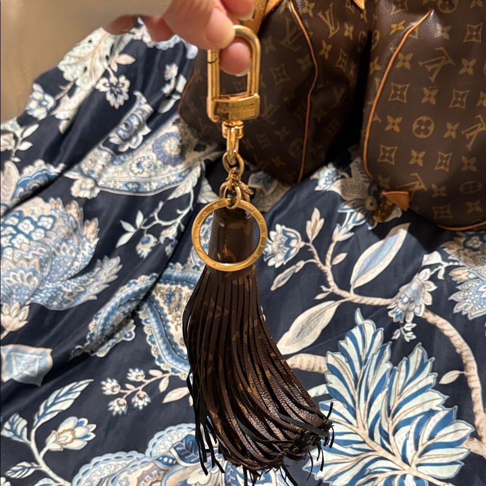 Louis Vuitton Brown and Gold Leather Tassel Key Holder